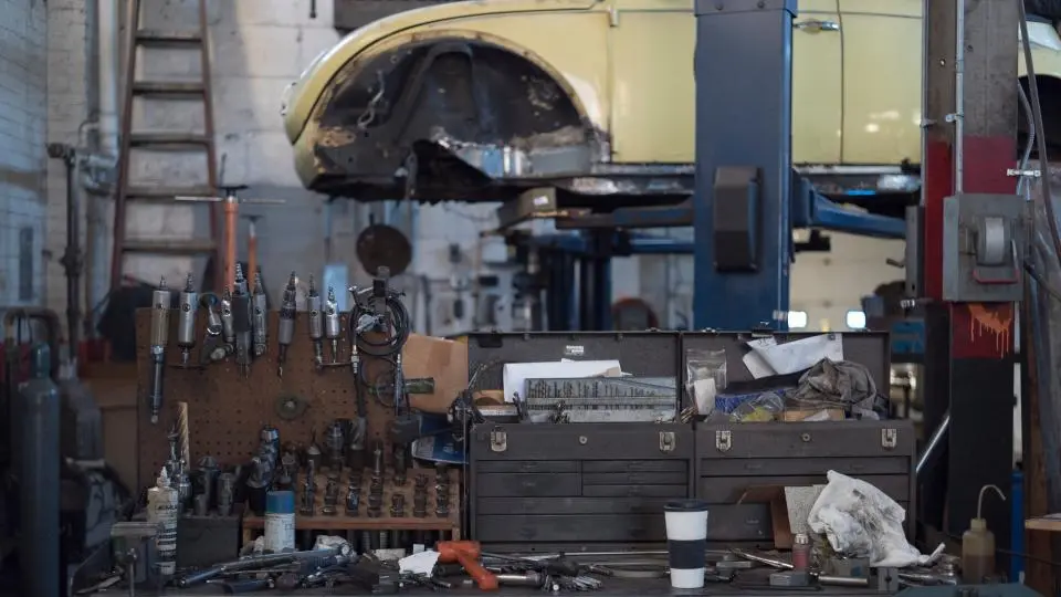 Workshop with tools and machinery