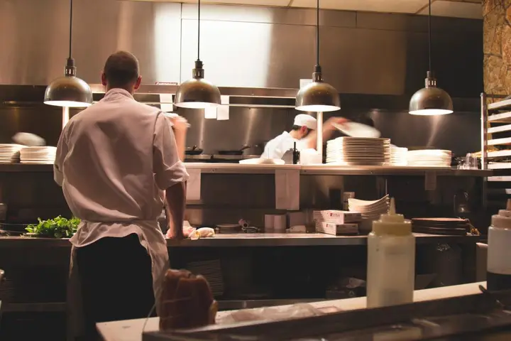 Chef working in a commercial kitchen